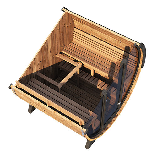 SaunaLife Ergo Elegance Series | Glass Front | 79"L x 91"D | 6-Person Outdoor Sauna