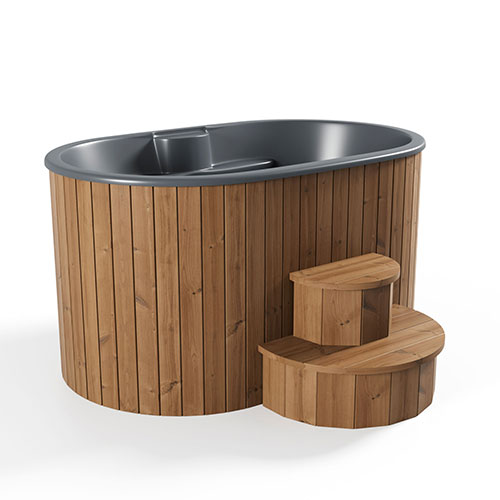 SaunaLife Model S2N – 2‑Person Hot & Cold Immersion Tub, Natural Thermo‑Pine Finish
