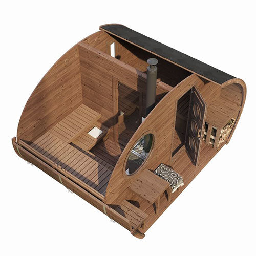 SaunaLife Model G11 Garden-Series Outdoor Home Sauna – 2-Room Layout for Up to 8 People