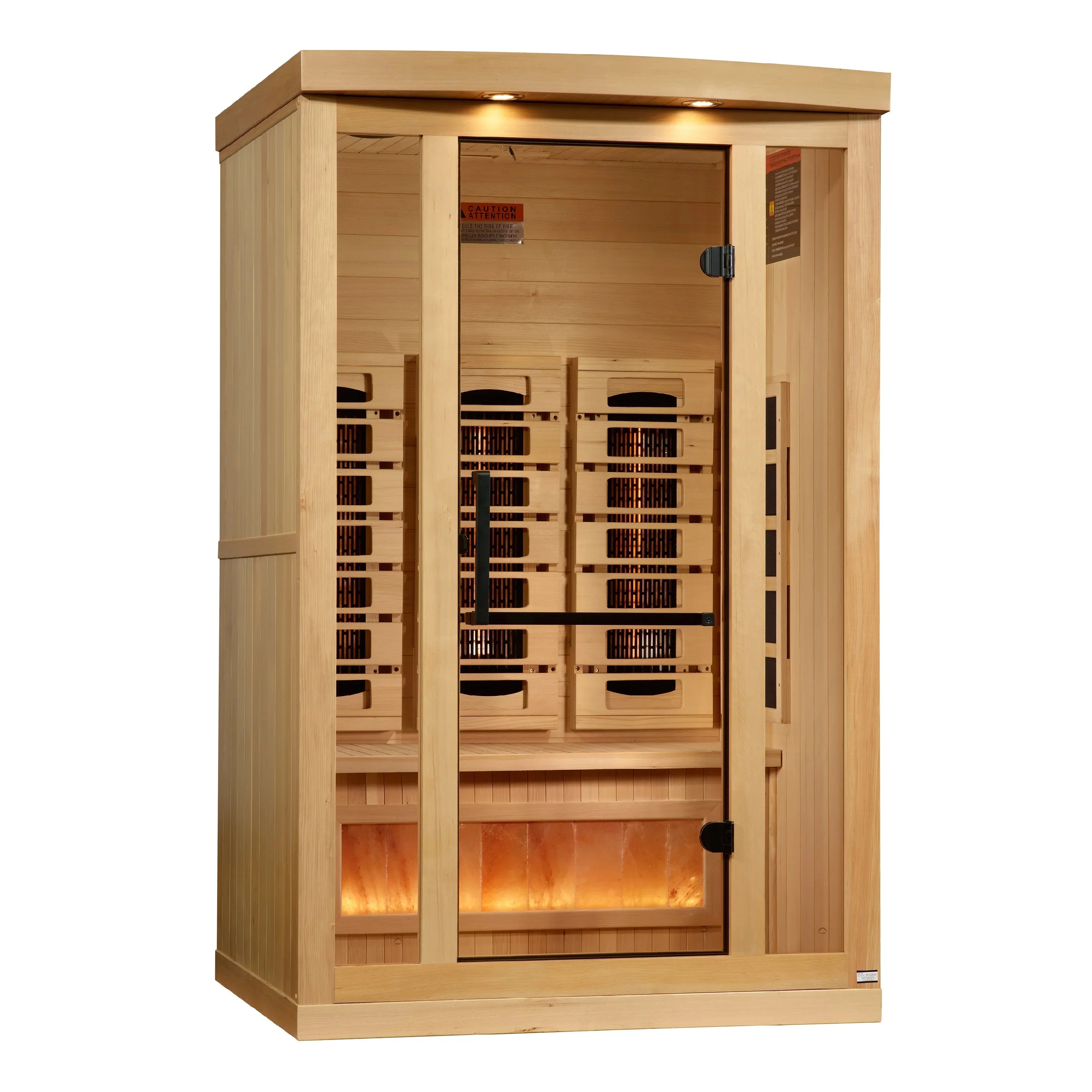 Golden Designs Reserve 2 Person Indoor Full Spectrum Infrared Sauna – Hemlock, Bluetooth, Chromotherapy, Himalayan Salt Bar