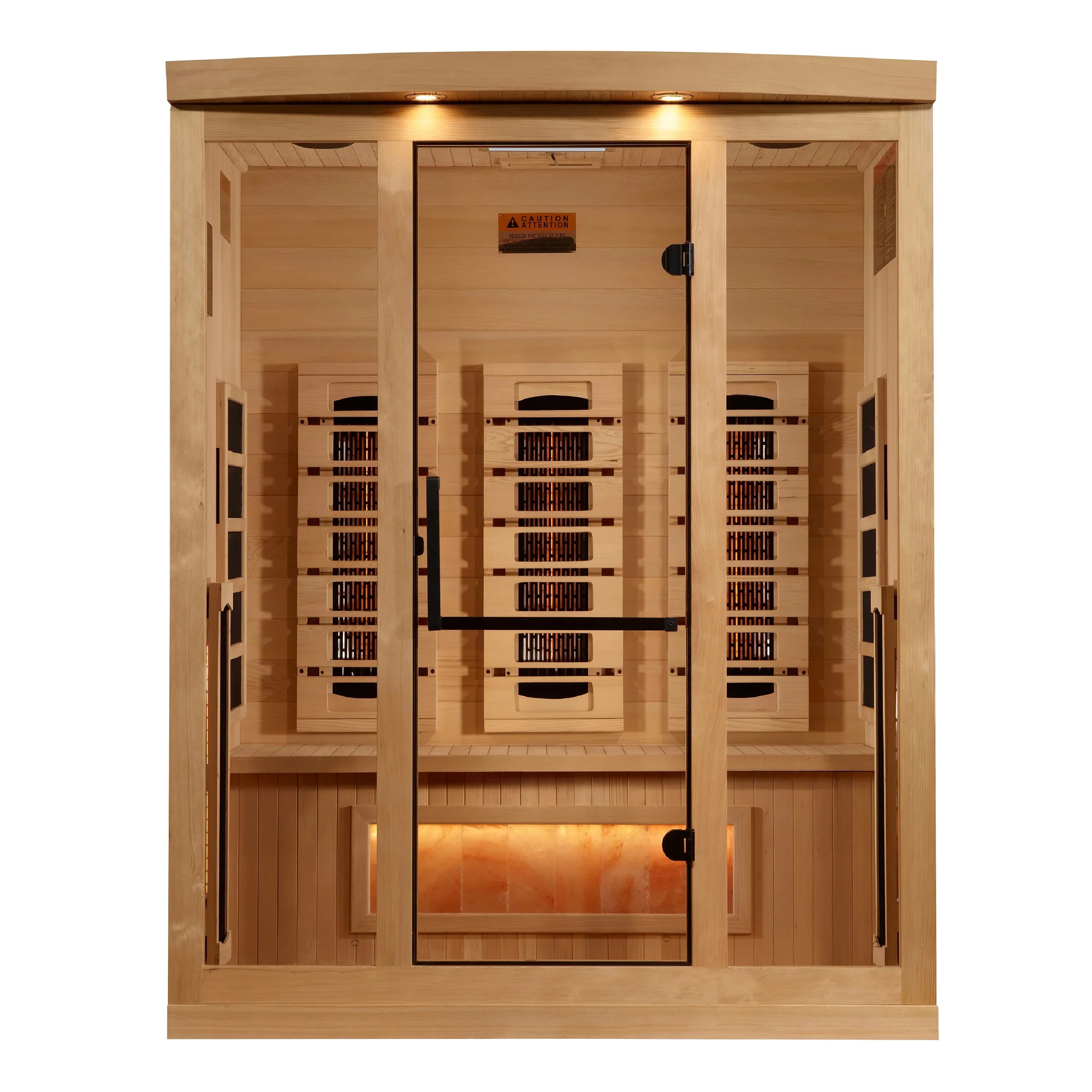 Golden Designs Reserve Edition – 3 person Indoor Full Spectrum Infrared Sauna – Hemlock, Himalayan Salt Bar, Chromotherapy, Bluetooth