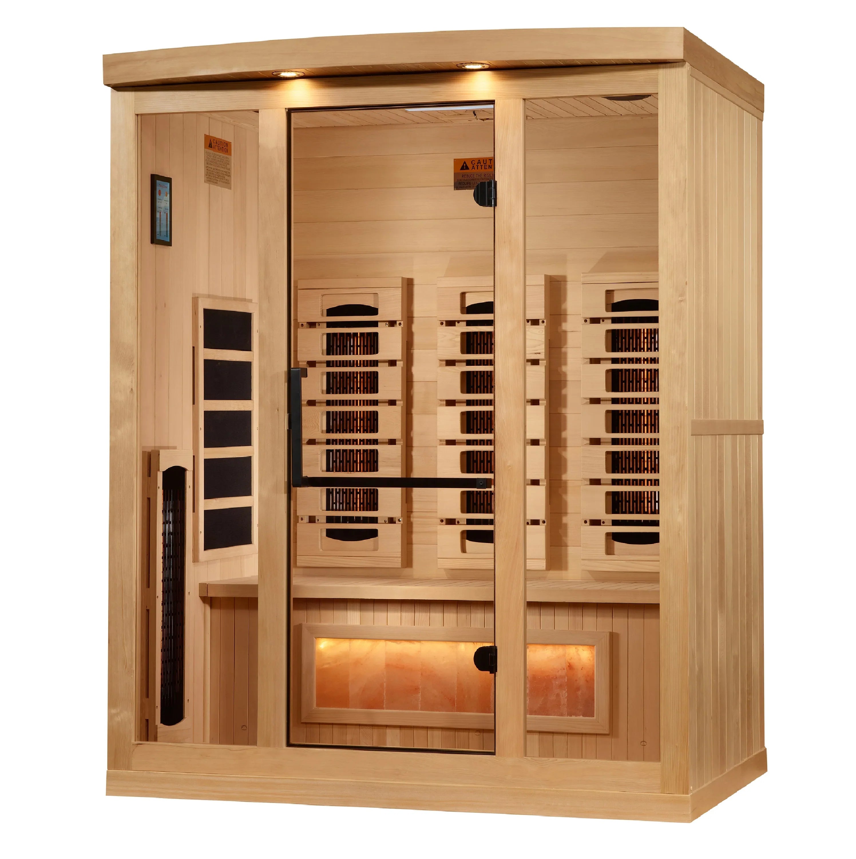 Golden Designs Reserve Edition – 3 person Indoor Full Spectrum Infrared Sauna – Hemlock, Himalayan Salt Bar, Chromotherapy, Bluetooth
