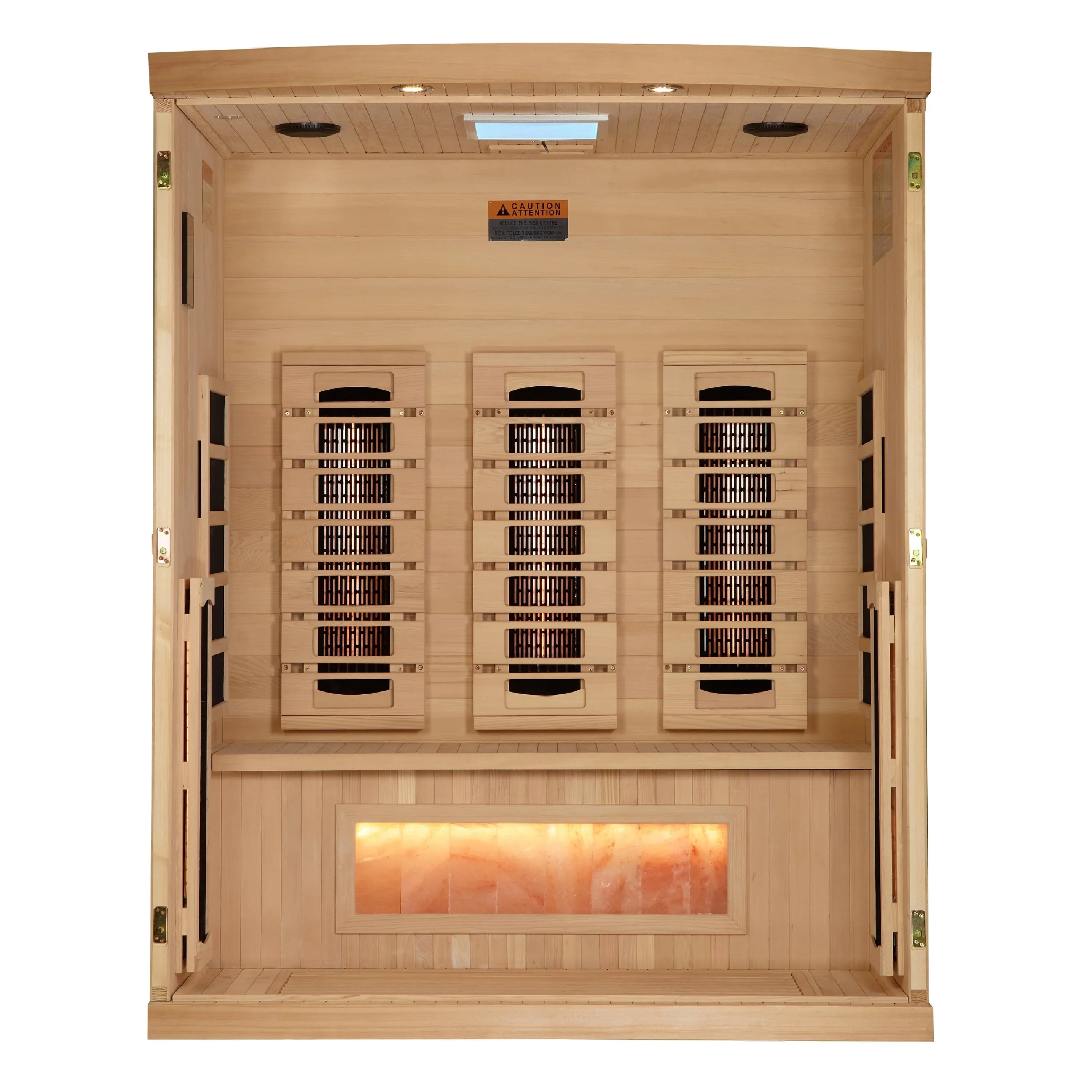 Golden Designs Reserve Edition – 3 person Indoor Full Spectrum Infrared Sauna – Hemlock, Himalayan Salt Bar, Chromotherapy, Bluetooth
