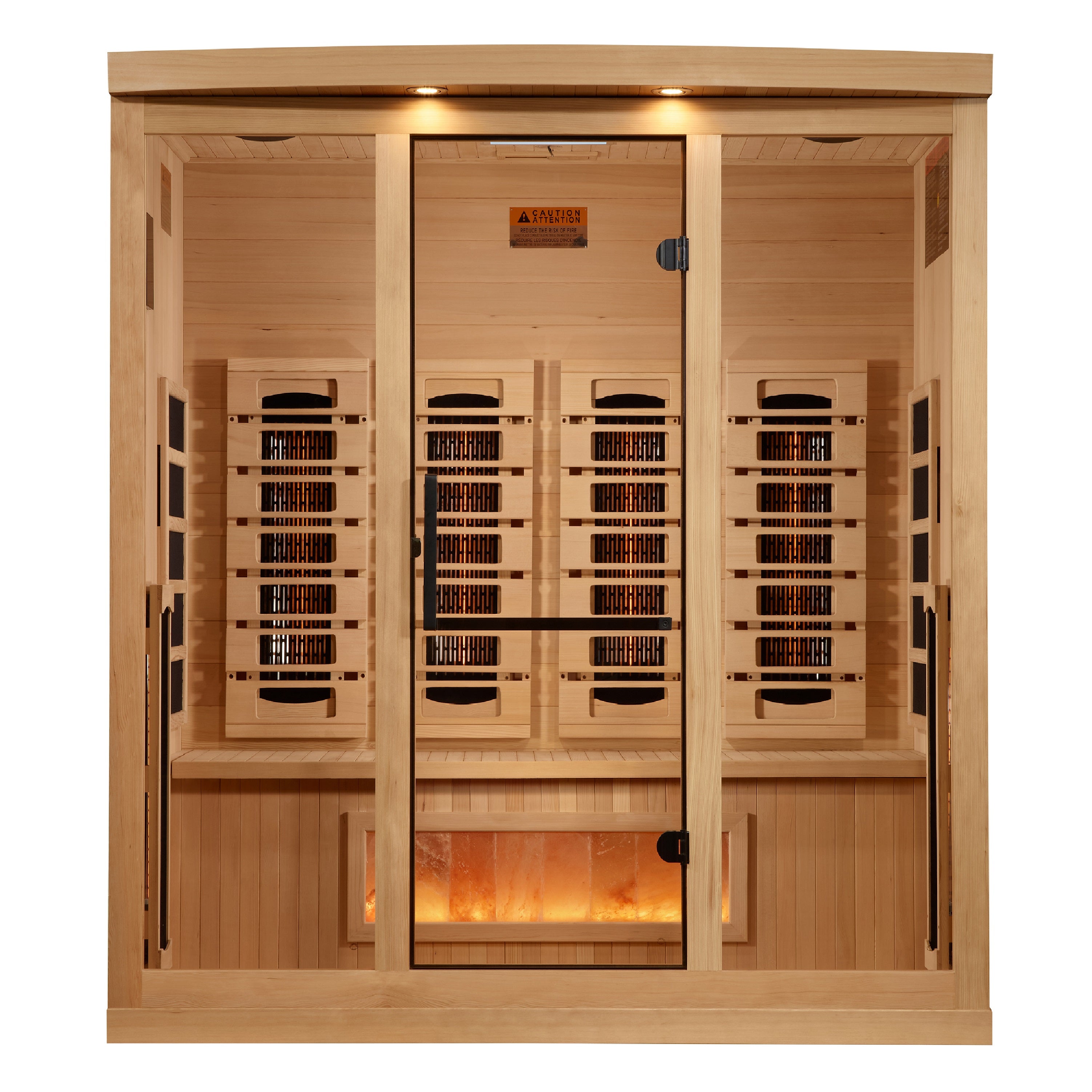 Golden Designs 4-Person Full Spectrum Near Zero EMF FAR Infrared Sauna with Himalayan Salt – Canadian Hemlock