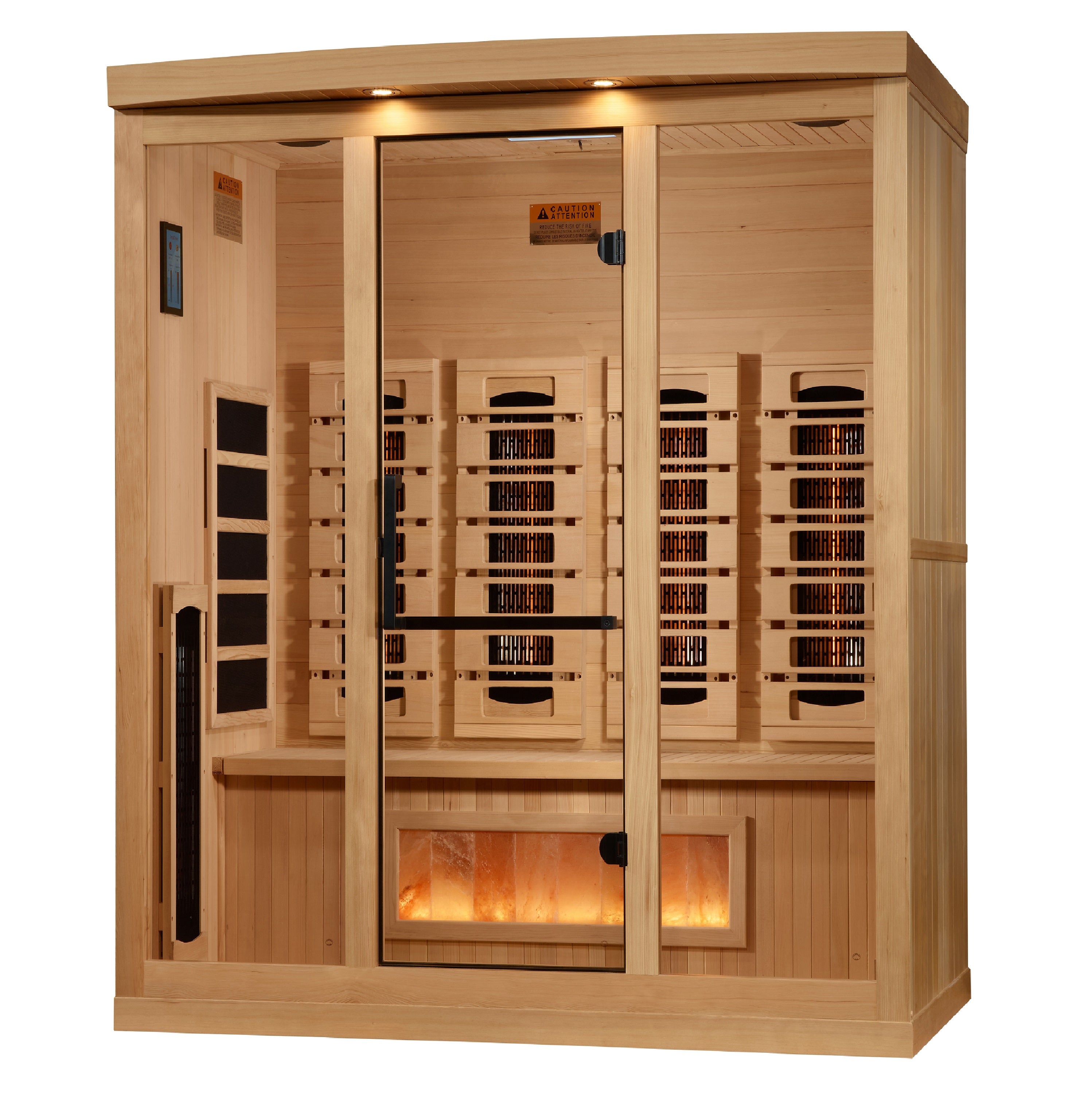 Golden Designs 4-Person Full Spectrum Near Zero EMF FAR Infrared Sauna with Himalayan Salt – Canadian Hemlock