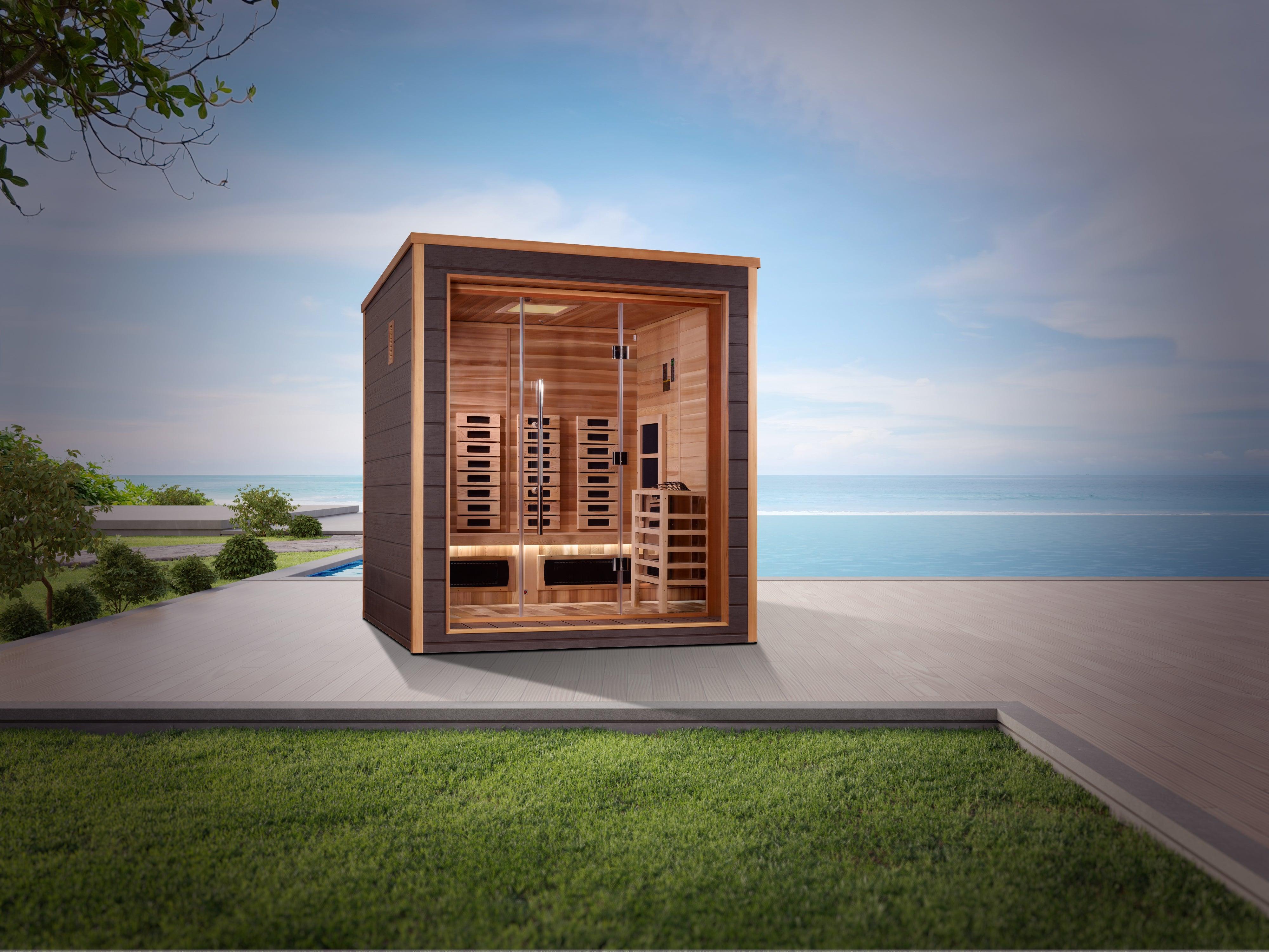 Golden Designs Visby 3 Person Outdoor-Indoor PureTech™ Hybrid Full Spectrum Sauna