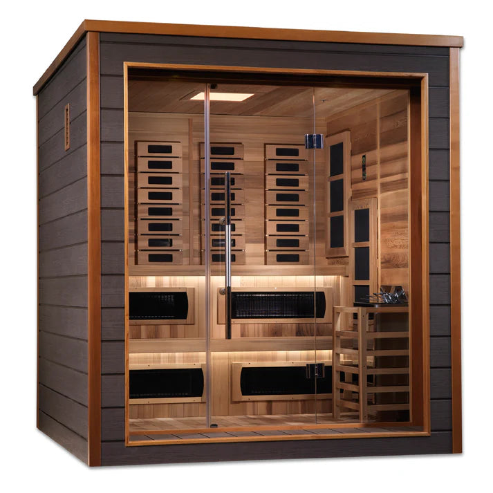 Golden Designs Karlstad 6-Person Hybrid Outdoor Sauna | Traditional & Infrared