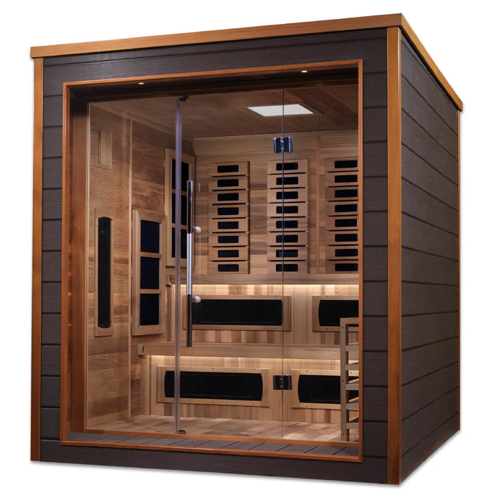 Golden Designs Karlstad 6-Person Hybrid Outdoor Sauna | Traditional & Infrared