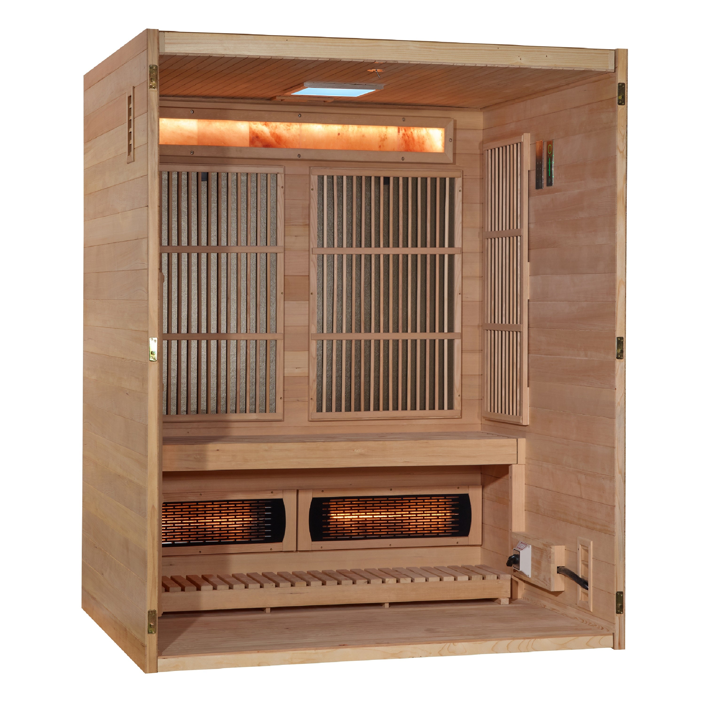 Golden Designs 2025 Soria 3-Person Hybrid Sauna – Full Spectrum Infrared & Harvia Stove