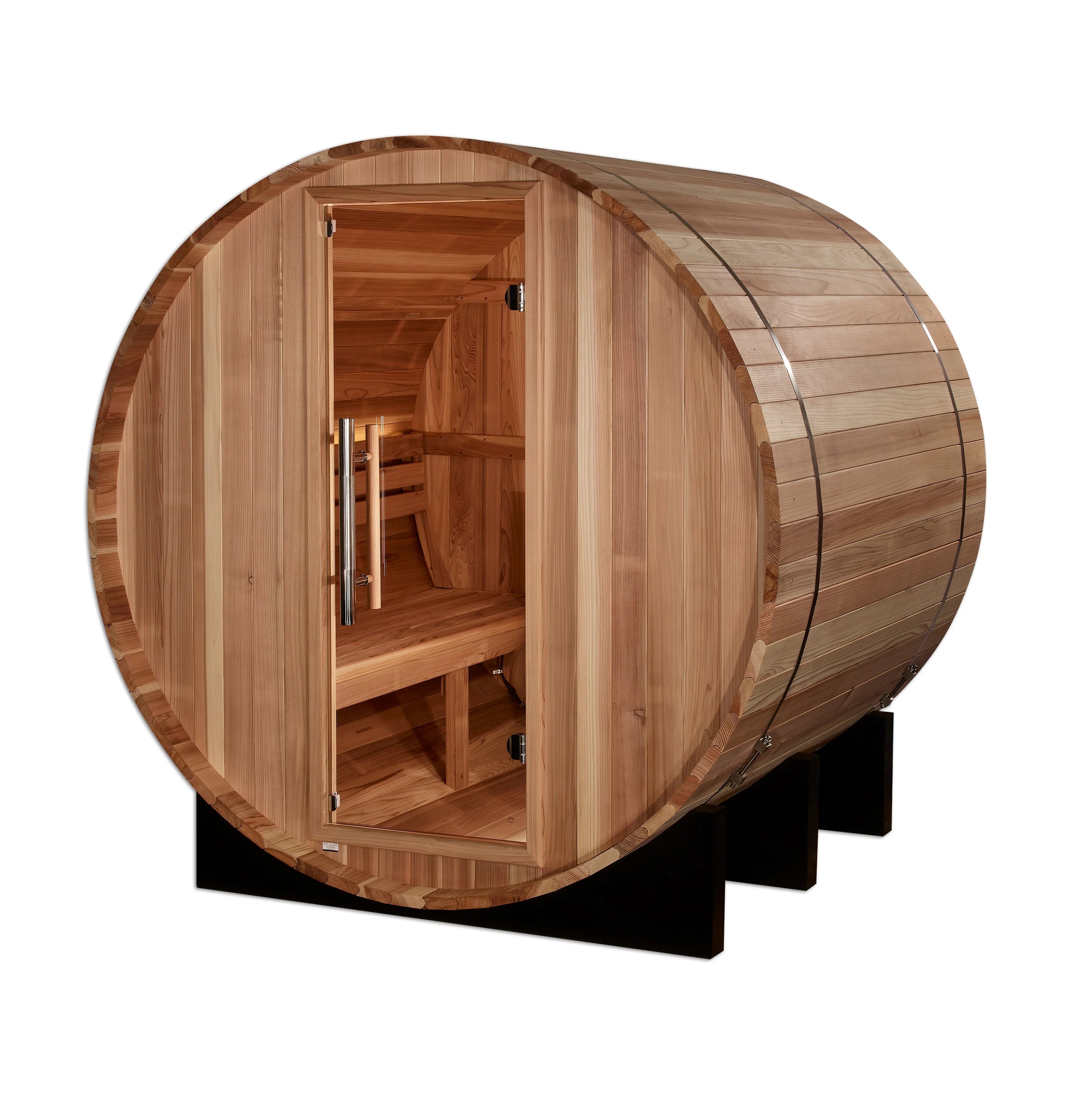 Golden Designs "St. Moritz" 2-Person Barrel Hybrid Sauna – Premium Pacific Cedar Wood, Efficient Heating, and Traditional Steam Experience