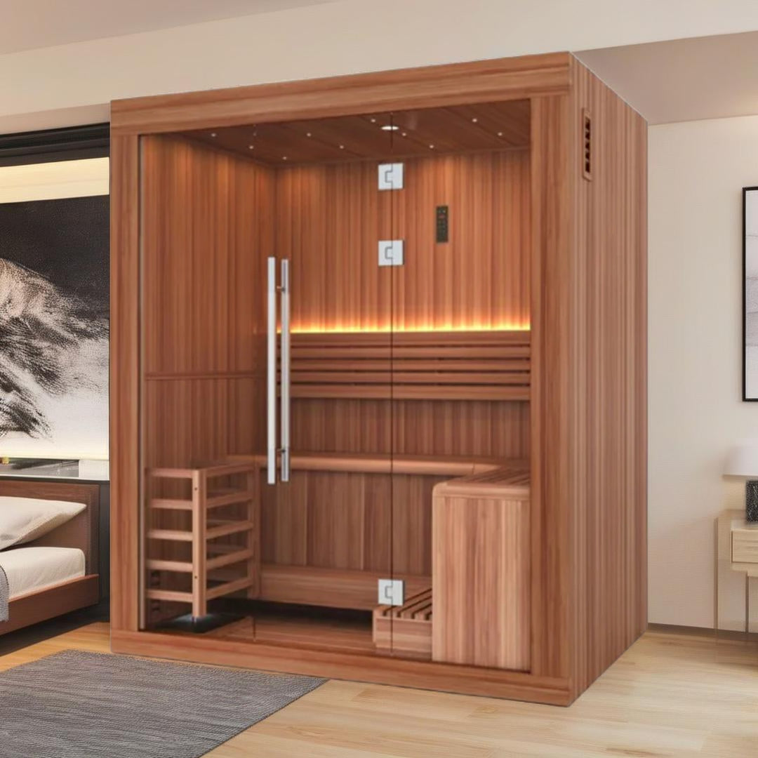 Golden Designs "Sundsvall Edition" 2 Person Traditional Sauna - Canadian Red Cedar Interior and Pacific Premium Clear Cedar Exterior