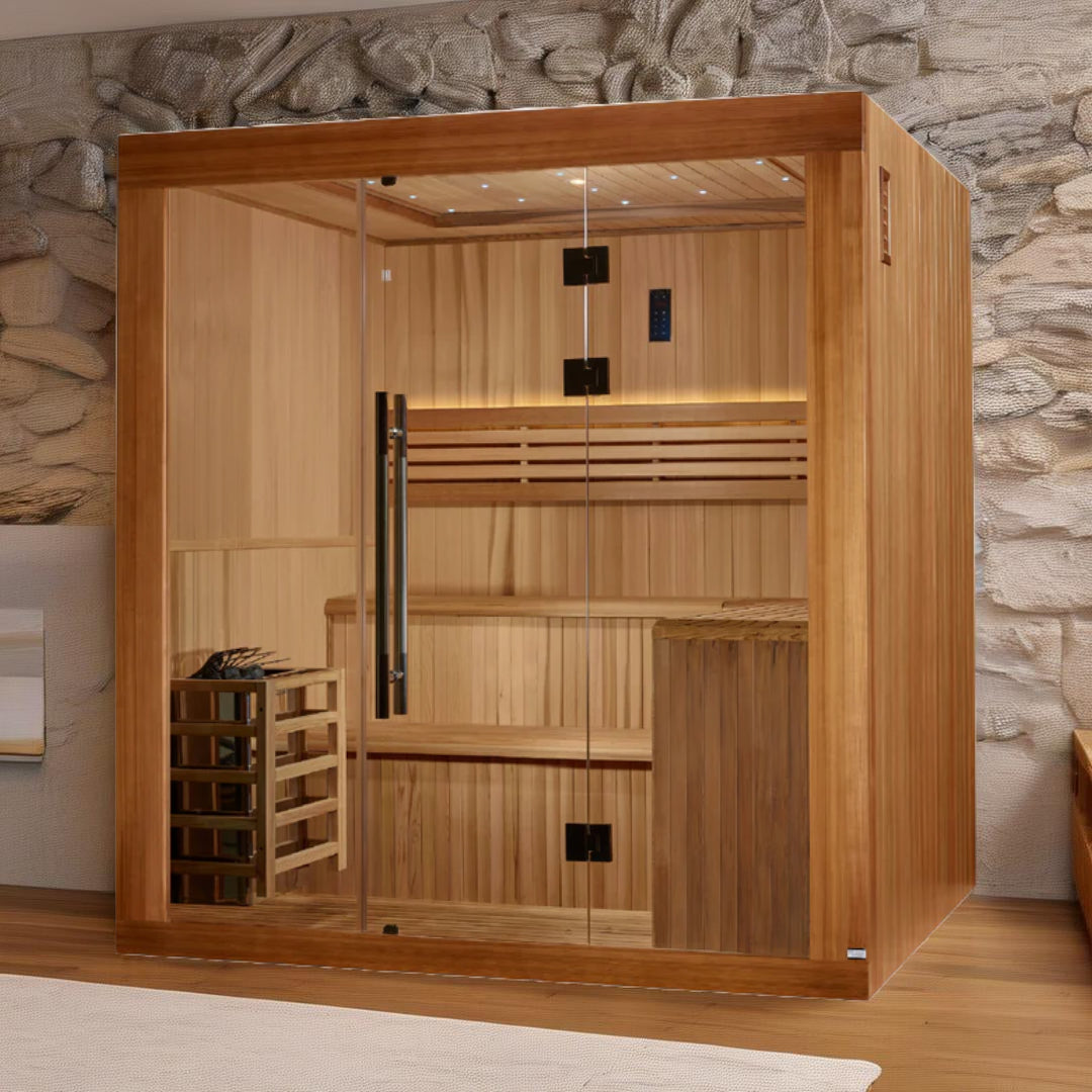 Golden Designs 2025 "Osla Edition" 6-Person Traditional Sauna – Canadian Red Cedar & Pacific Premium Clear Cedar