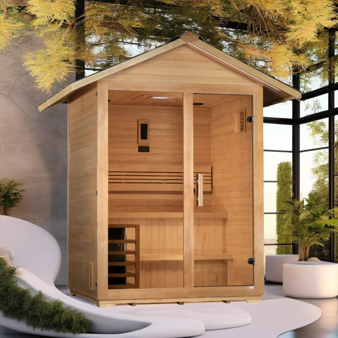 Golden Designs "Arlberg" 3-Person Traditional Outdoor Sauna - Canadian Hemlock