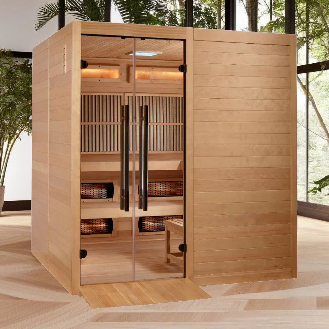 Golden Designs 2025 Toledo GDI-8360-01 6 Per Hybrid Sauna (Indoor). Full Spectrum and Harvia Traditional Stove