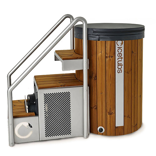 Icetubs IceBarrel 2.18 kW Thermowood Stainless Cold Plunge 53 in with Stairs