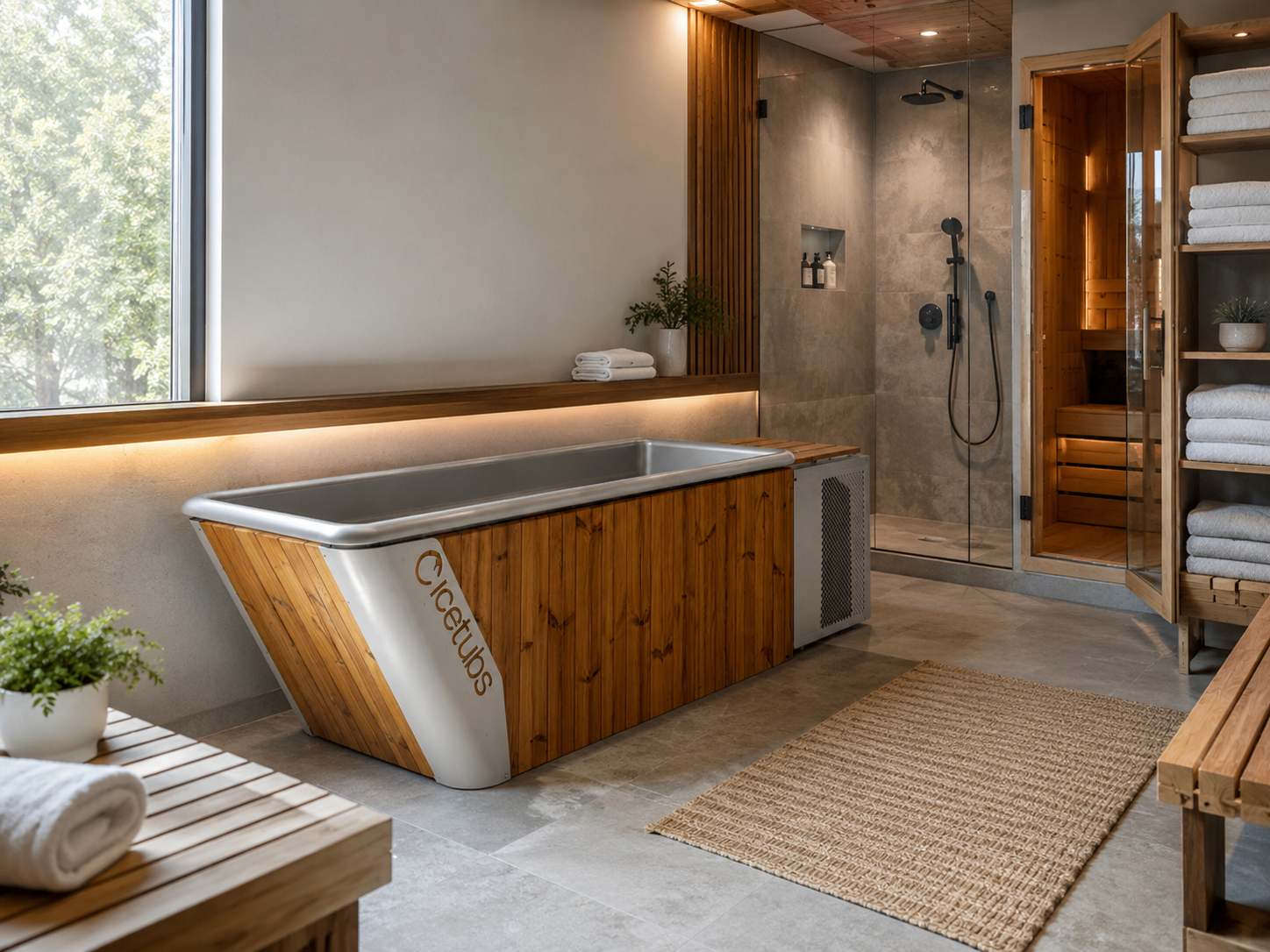 Icetubs IceBath XL 2.18 kW Thermowood Stainless Cold Therapy Bath 96 in