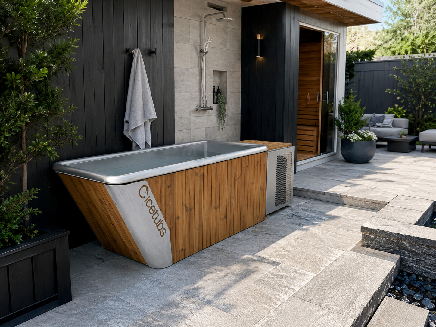 Icetubs IceBath XL 2.18 kW Thermowood Stainless Cold Therapy Bath 96 in
