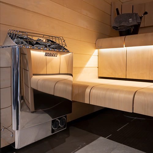 Harvia KIP 80B 8 kW Stainless Steel Electric Sauna Heater with Built‑In Controls
