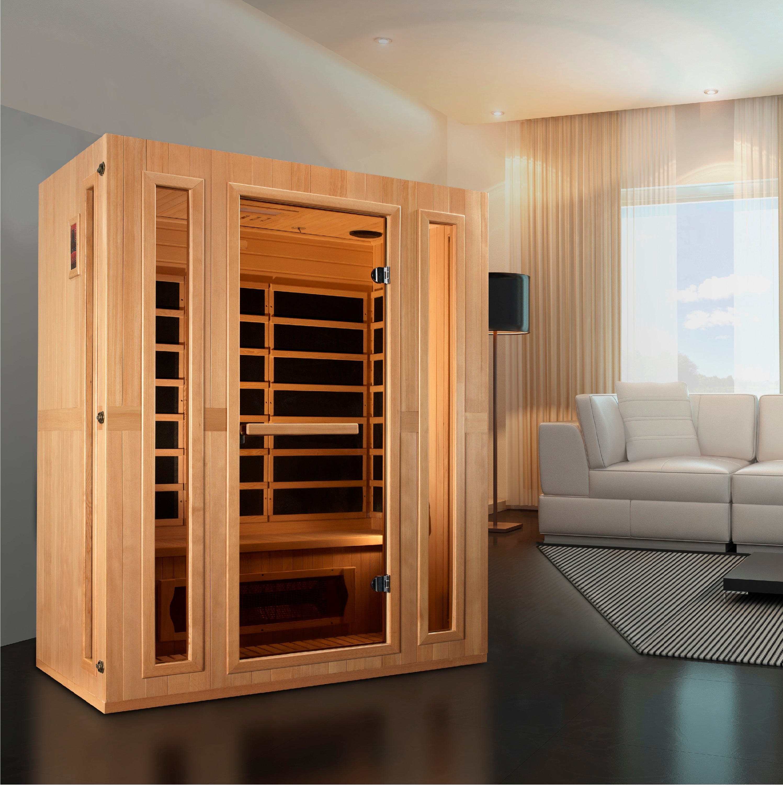 Maxxus Trinity 3-Person Low EMF FAR Infrared Sauna Canadian Hemlock | MX-LS3-01