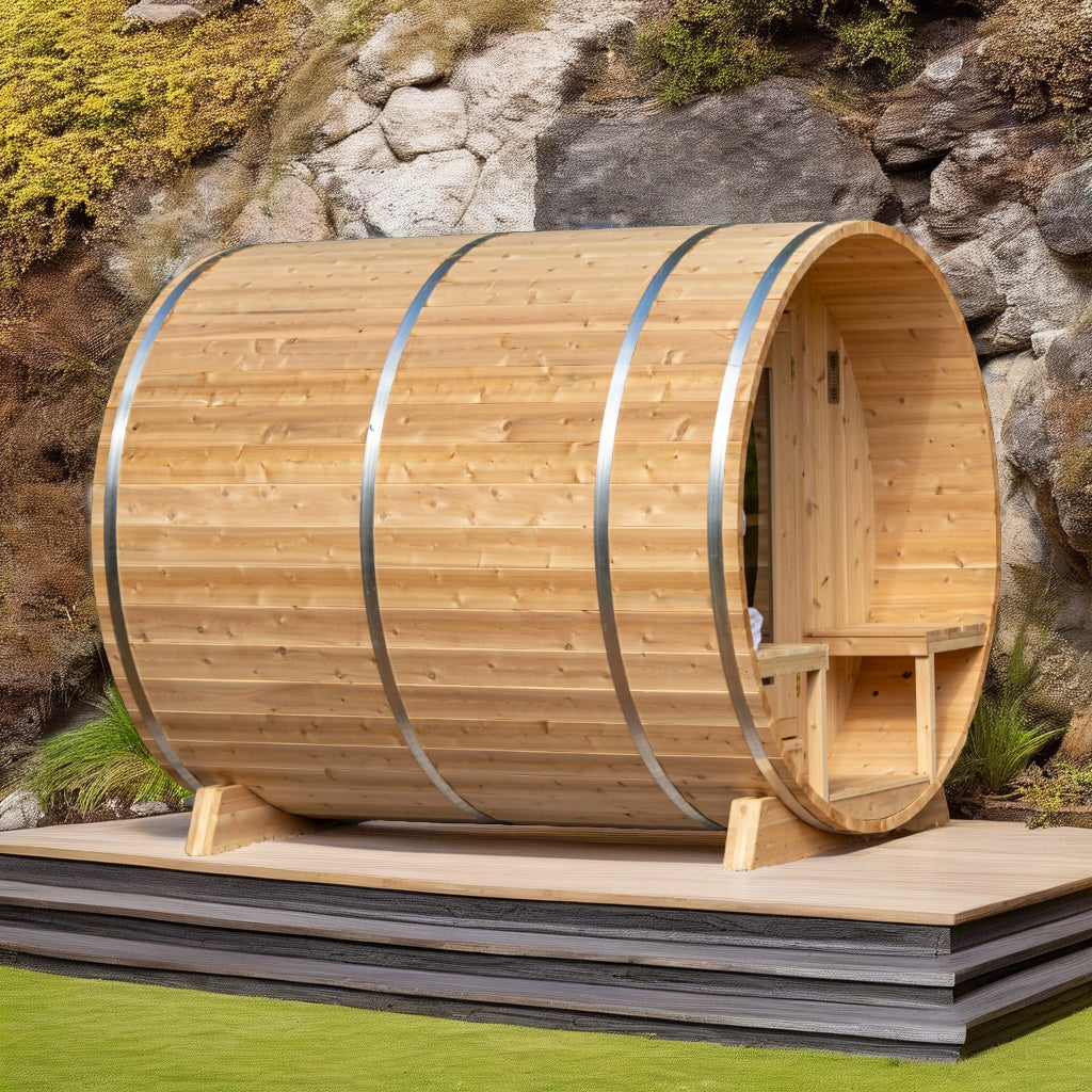 LeisureCraft Tranquility Barrel Sauna for up to 8 People | Premium Canadian Cedar