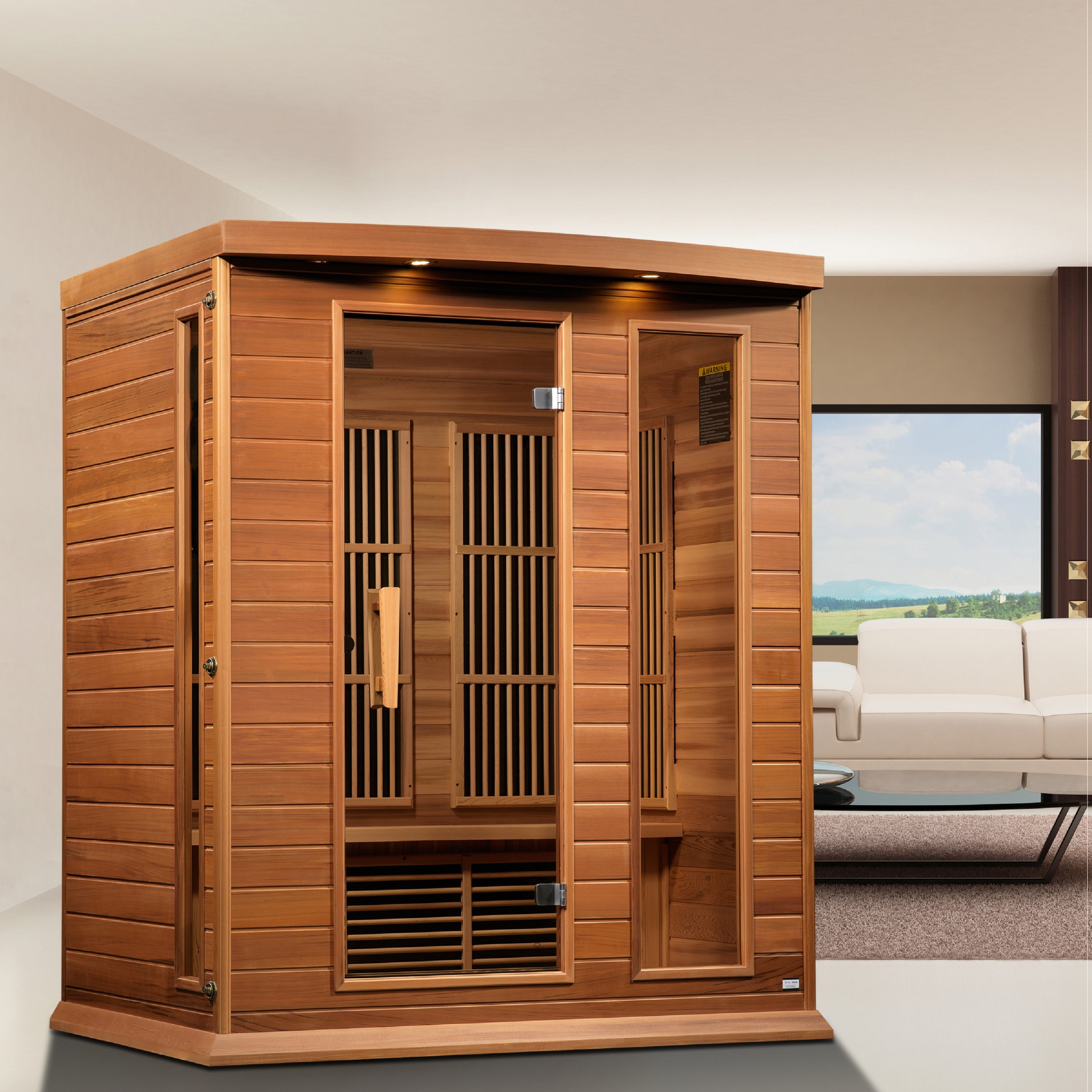 Maxxus 3-Person Low EMF FAR Infrared Sauna - Canadian Red Cedar | Maxxus Sauna