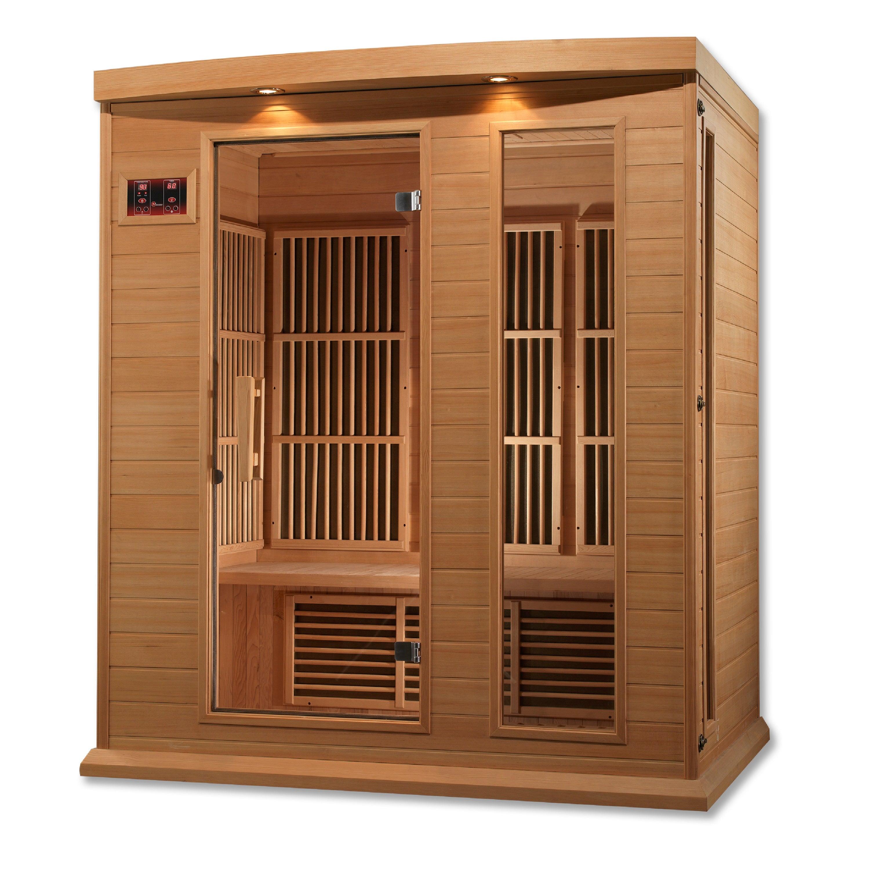 Maxxus Low EMF FAR Infrared Sauna - 3-Person Capacity, Canadian Hemlock