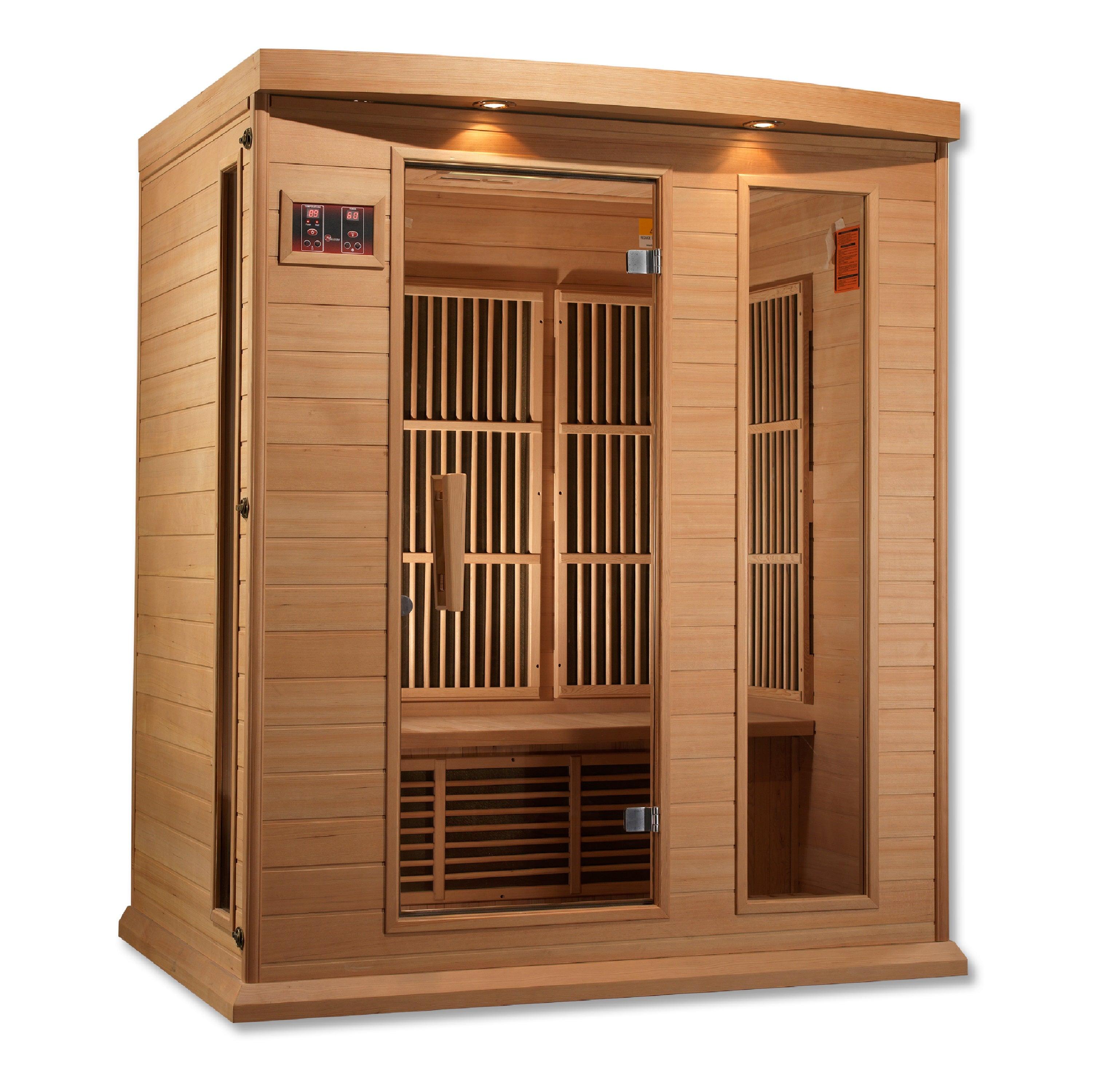 Maxxus Low EMF FAR Infrared Sauna - 3-Person Capacity, Canadian Hemlock