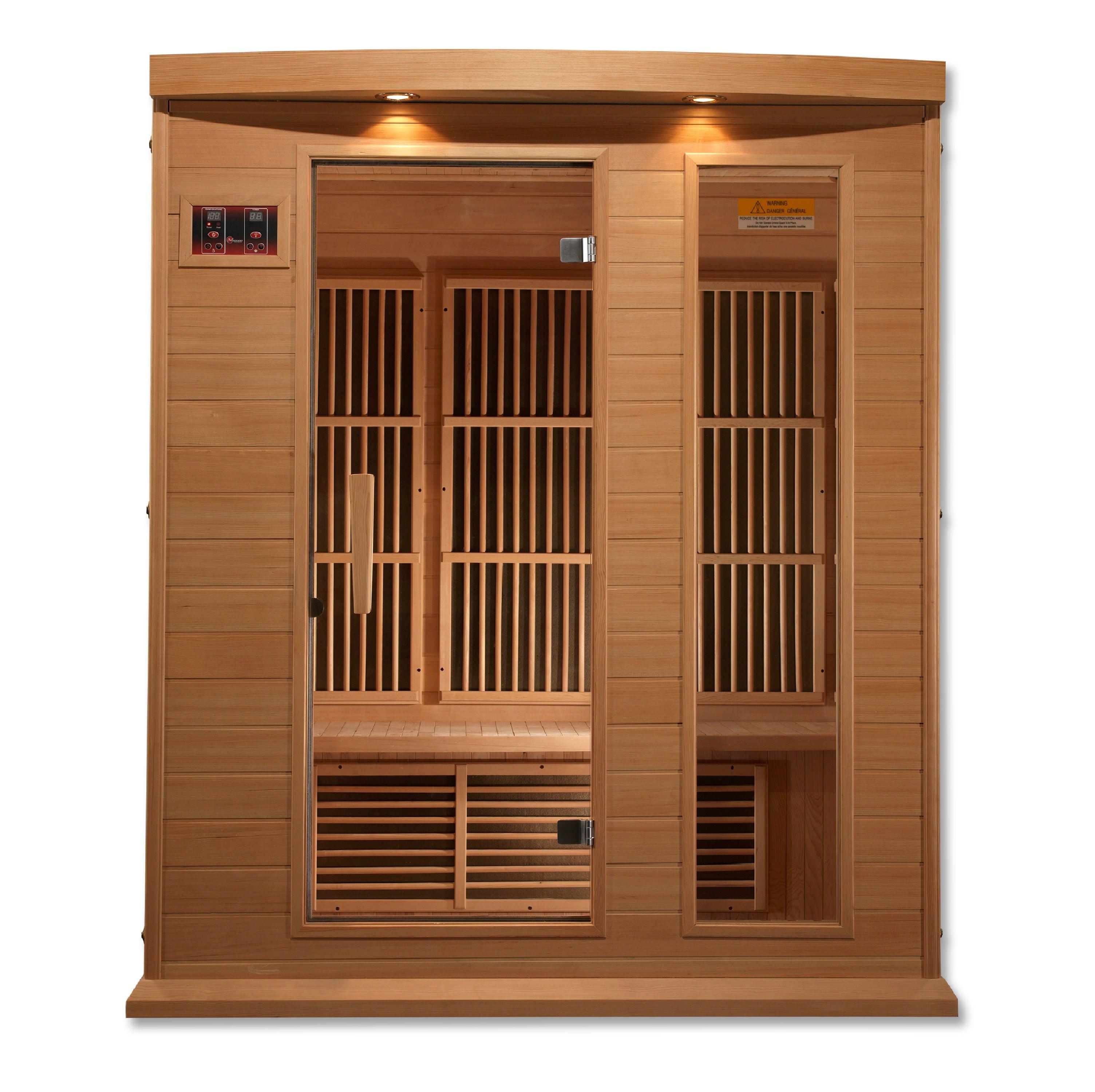 Maxxus Low EMF FAR Infrared Sauna - 3-Person Capacity, Canadian Hemlock