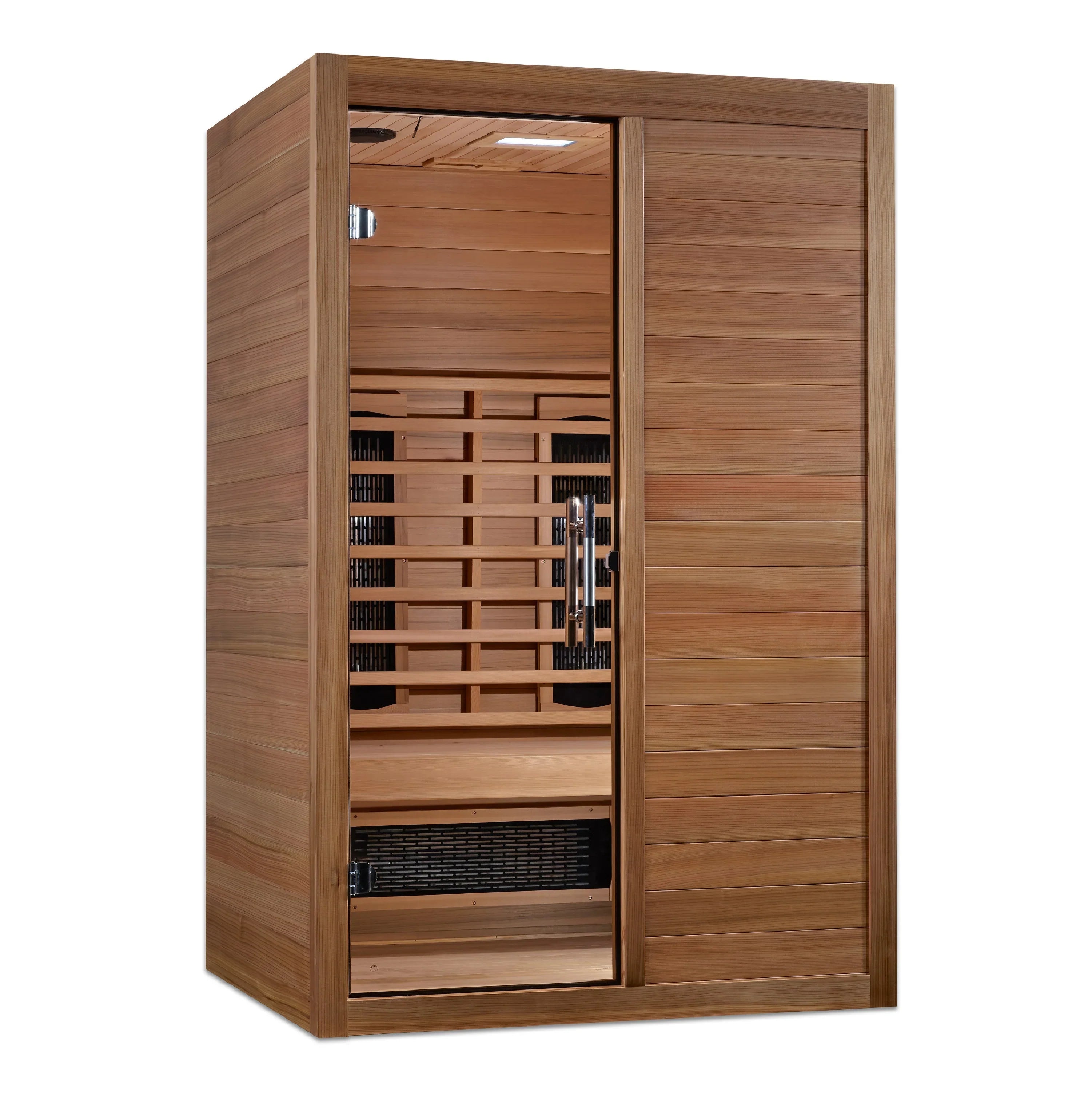 Maxxus S-Line 2 Person Indoor Full Spectrum Infrared Sauna – Pacific Cedar, Bluetooth, Chromotherapy