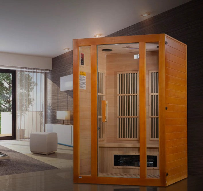 Golden Designs Maxxus “Aspen” MX-J206-02S 2 Person Low EMF Dual Tech FAR Infrared Sauna – Canadian Hemlock