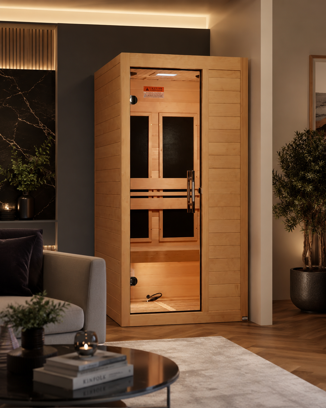 Maxxus MX-S106-01 S-Line 1-Person Low EMF FAR Infrared Sauna w/ Red Light & Bluetooth
