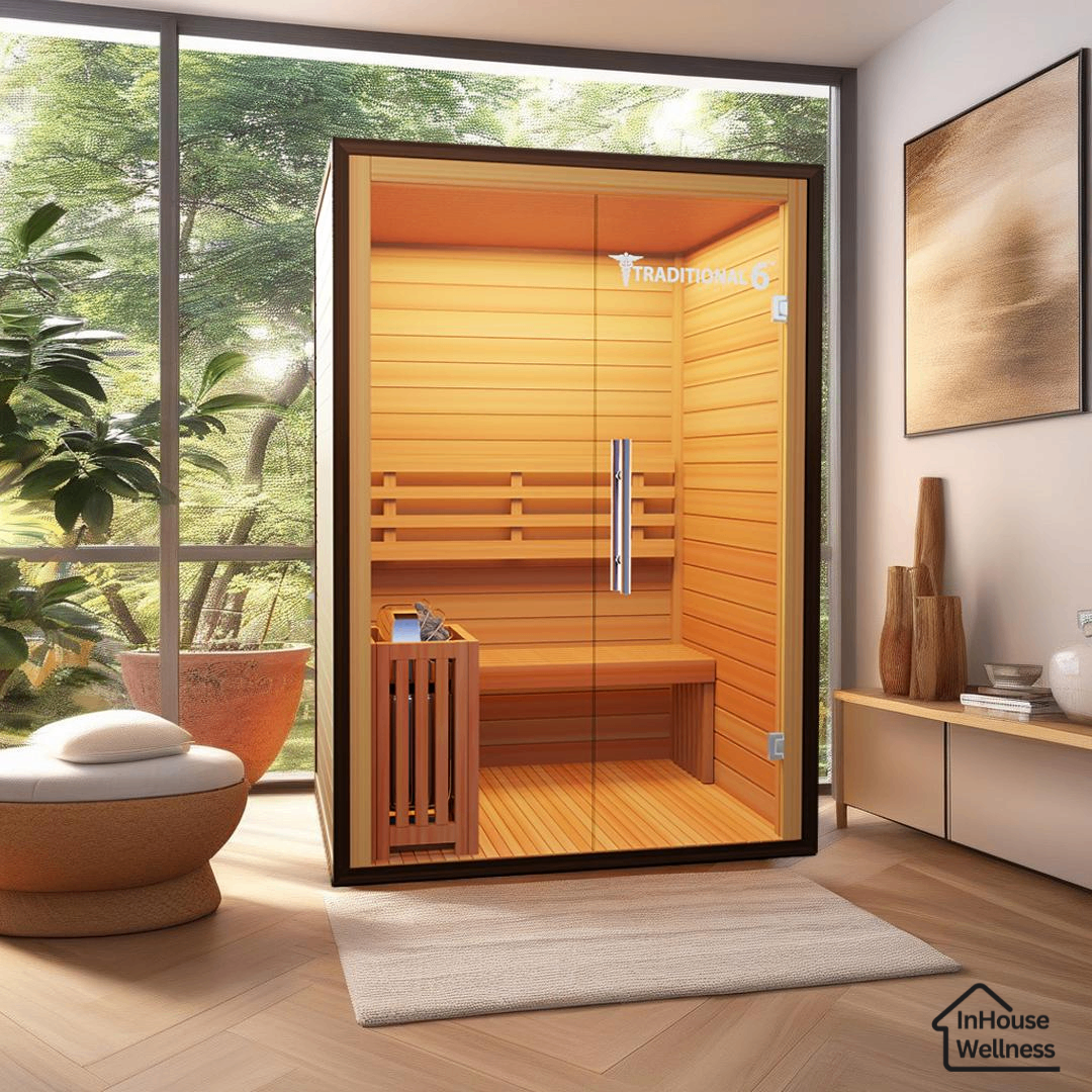 Traditional 6 Steam Sauna - 3 Person Capacity, Canadian Hemlock, Rapid Heating