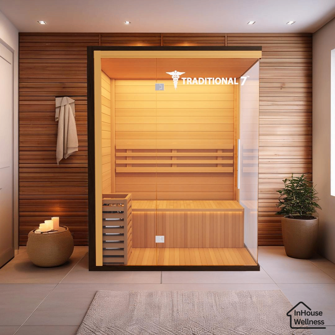 Traditional 7™ Sauna | 4-Person Hemlock Sauna with Rapid Heating & Medical Benefits