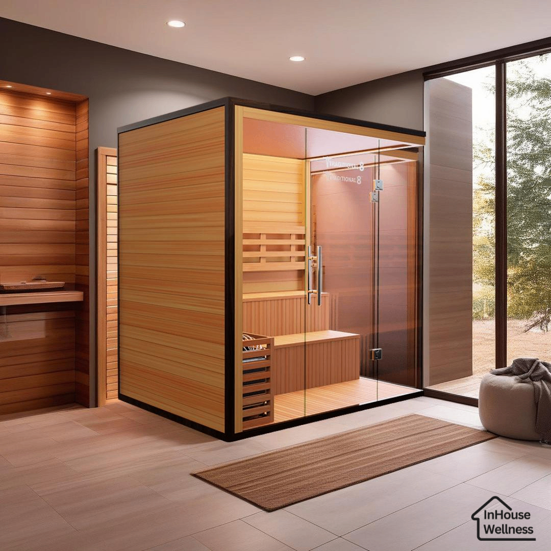 Traditional 8 Plus Steam Sauna - 4-6 Person Luxury Hemlock Sauna