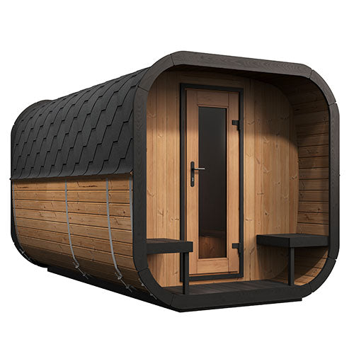 SaunaLife CL12GCP Outdoor Sauna Suite Kit with Dressing Room & Wi-Fi LED Lighting