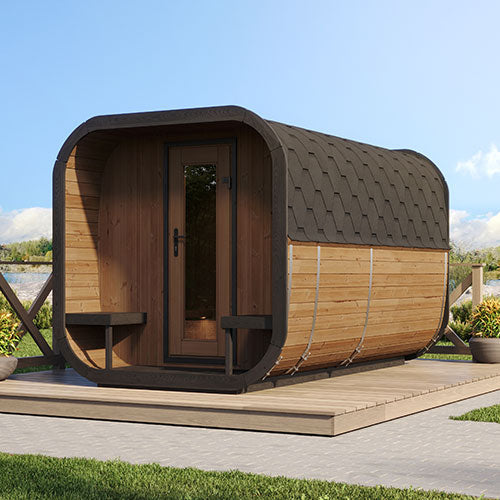 SaunaLife CL12GCP Outdoor Sauna Suite Kit with Dressing Room & Wi-Fi LED Lighting