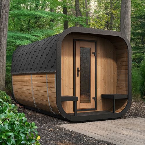 SaunaLife CL12GCP Outdoor Sauna Suite Kit with Dressing Room & Wi-Fi LED Lighting