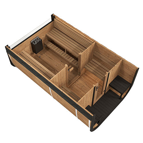 SaunaLife CL12GCP Outdoor Sauna Suite Kit with Dressing Room & Wi-Fi LED Lighting