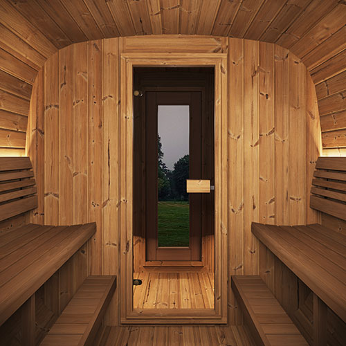 SaunaLife CL12GCP Outdoor Sauna Suite Kit with Dressing Room & Wi-Fi LED Lighting