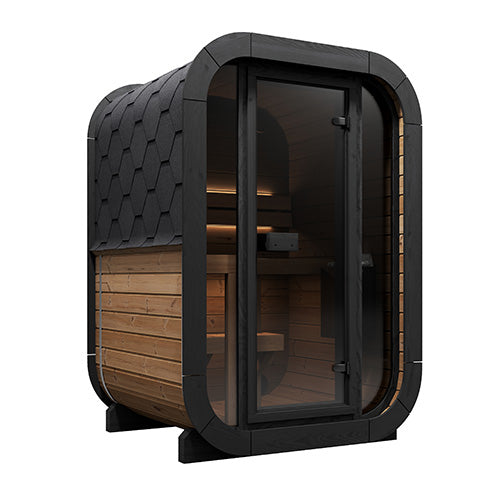 SaunaLife Model CL3G 2-Person Outdoor Cube Sauna Kit with Glass Front