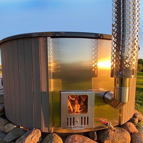 SaunaLife Soak-Series Wood-Burning Hot Tub – Natural Thermo-Spruce – Up to 6 Persons