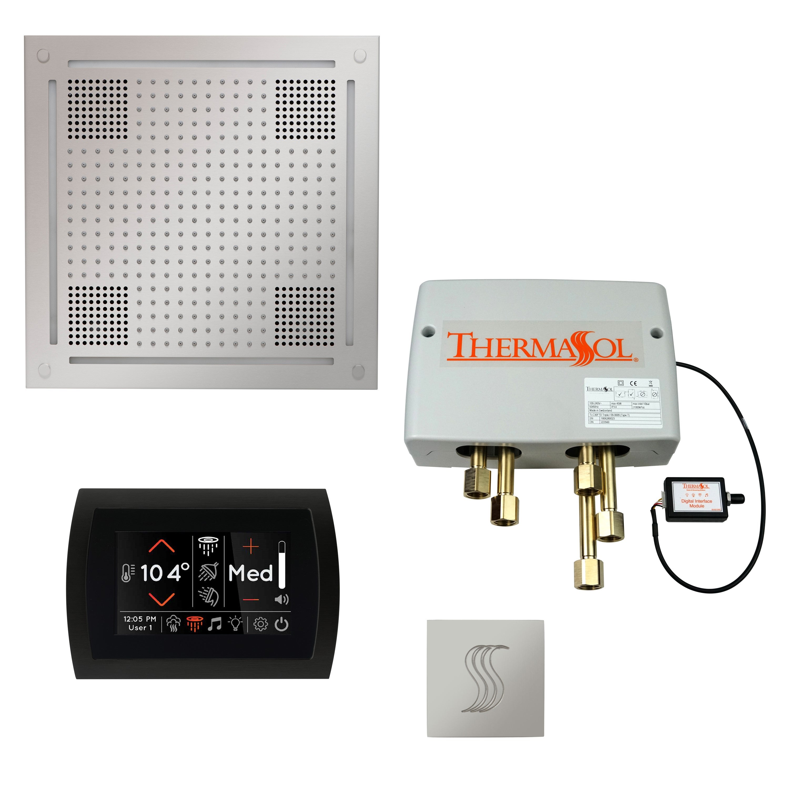 ThermaSol TWPHSS Total Wellness Steam Shower Package – SignaTouch 5", HydroVive 18", SteamVection, Digital Shower Valve