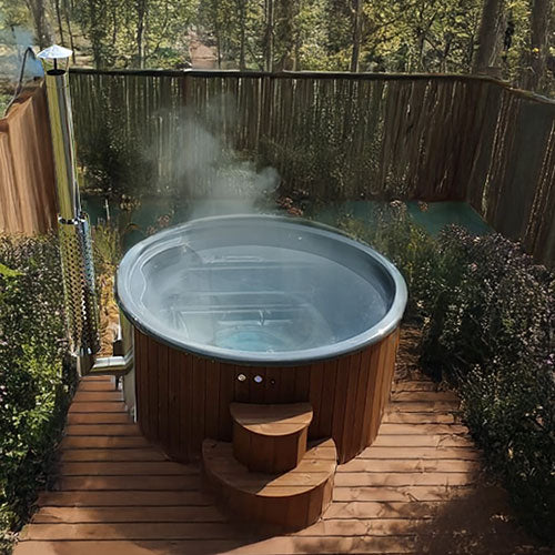 SaunaLife Soak-Series Wood-Burning Hot Tub – Natural Thermo-Spruce – Up to 6 Persons