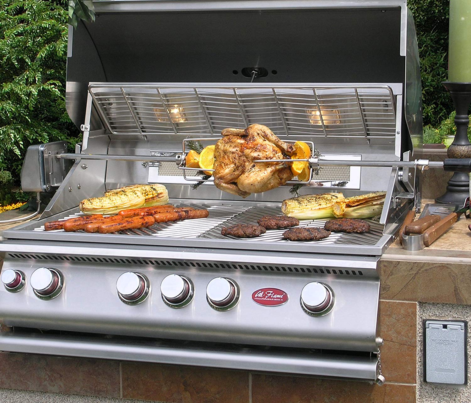 Cal Flame Costa Outdoor BBQ Grill Station & Island – Premium 4-Burner G4 Grill with Porcelain Tile Finish-Cal Flame-InHouse Wellness