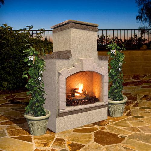 Cal Flame Stucco & Tile Rectangle Fire Pit – Porcelain Tile Top & Ameristone Stucco Base for Durable Outdoor Gatherings (FRP908-1)