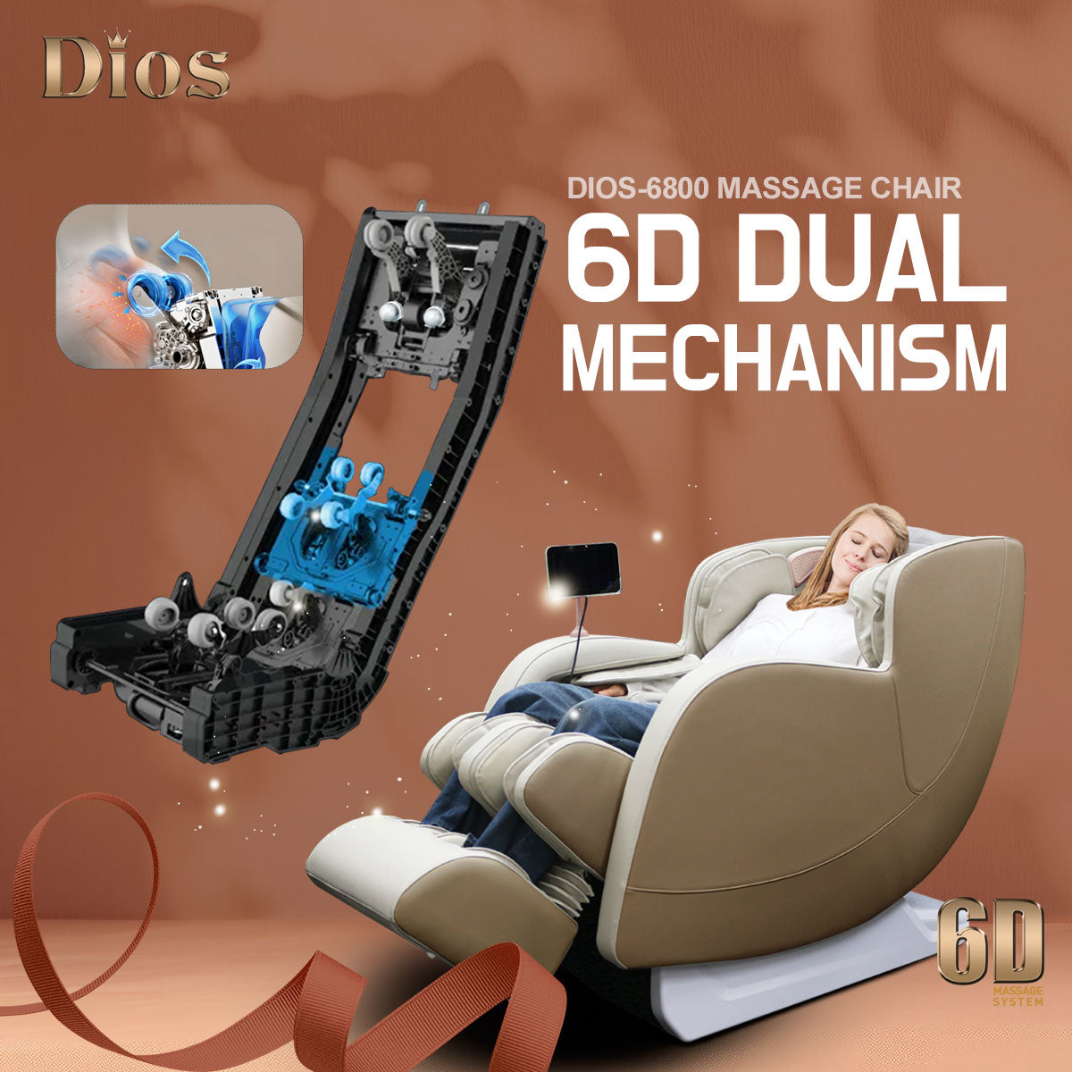 Kahuna Dios 6800 Massage Chair – 6D Dual Core SL-Track Air Roller System