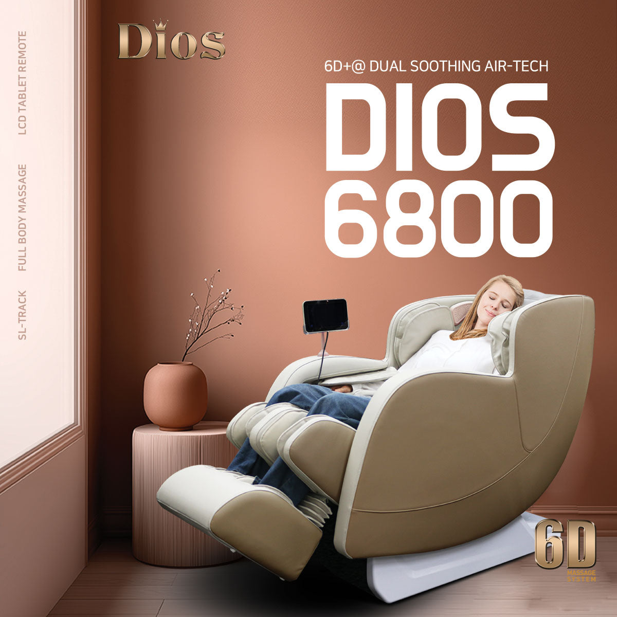 Kahuna Dios 6800 Massage Chair – 6D Dual Core SL-Track Air Roller System