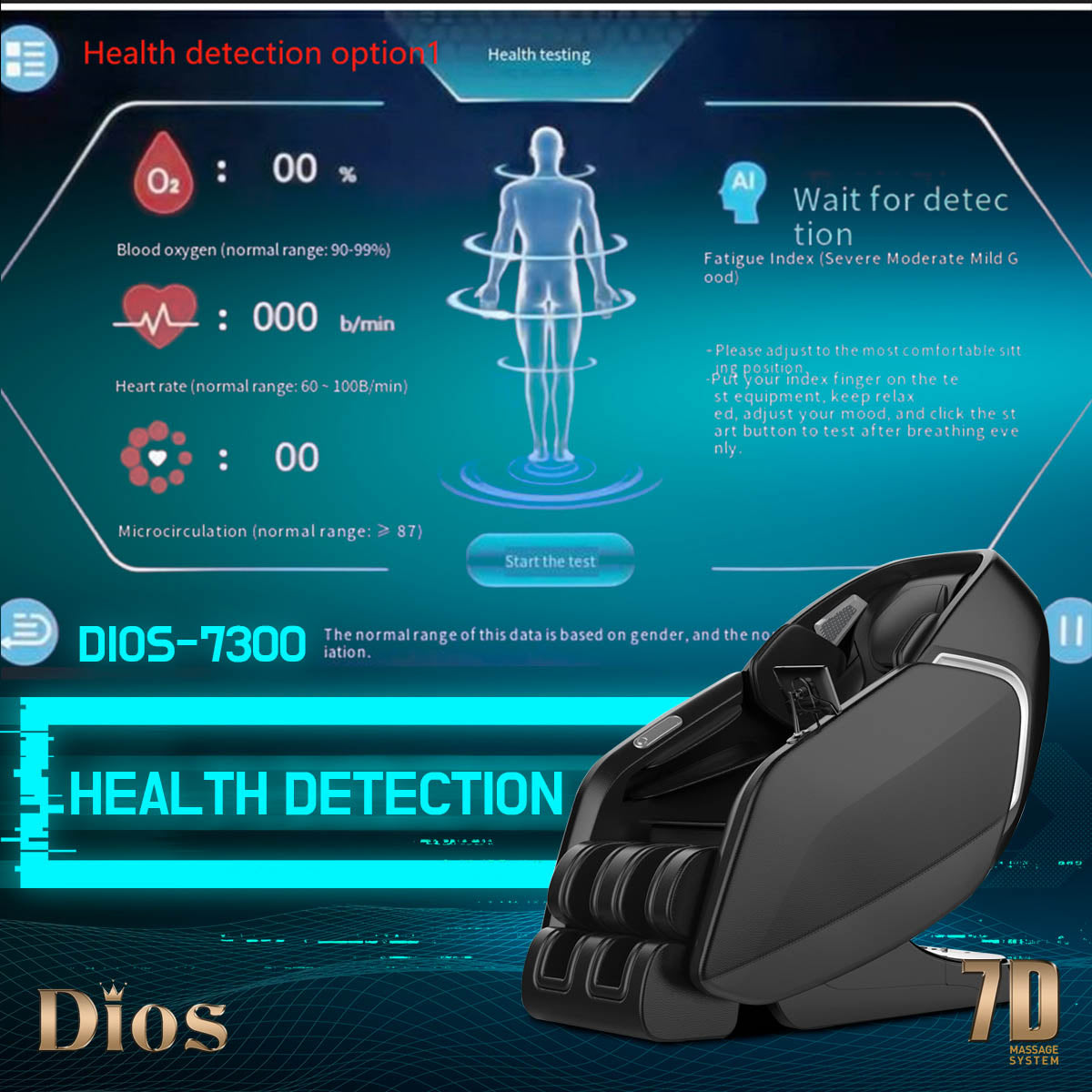 Kahuna Chair Dios-7300 Massage Chair 7D Dual Core Air Roller SL-track with 3D Calf Kneading
