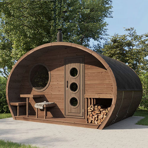 SaunaLife Model G11 Garden-Series Outdoor Home Sauna – 2-Room Layout for Up to 8 People