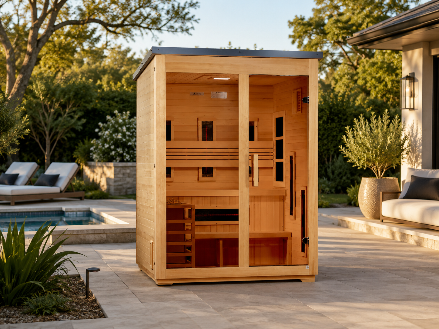 Golden Designs Carinthia 3-Person Hybrid Outdoor Sauna | Flat Roof